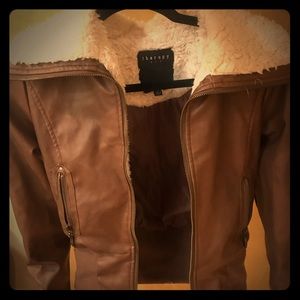 Pleather aviator jacket